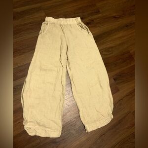 Spiga Greece linen barrel pants fall casual classic fall boho tan